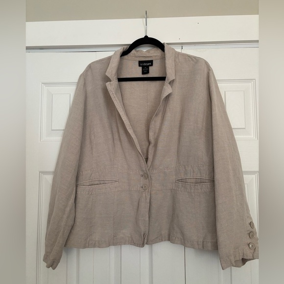 Linen Blend Beige Jacket Blazer by Lane Bryant Size 26 - Picture 1 of 6